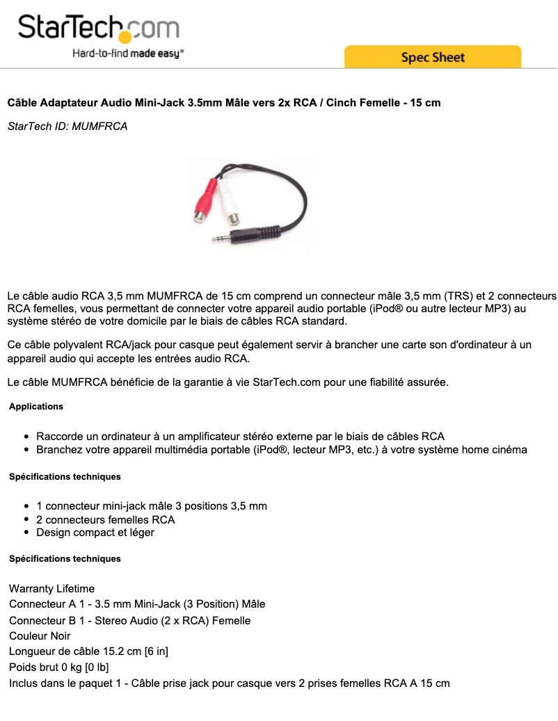 Image de la première page du manuel de l'appareil MUMFRCA