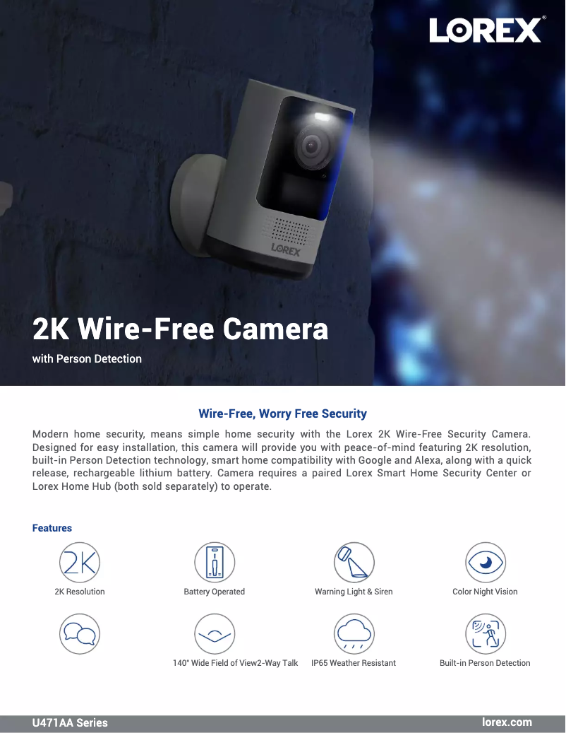 Página 1 del manual Ficha técnica Lorex U471AA-F