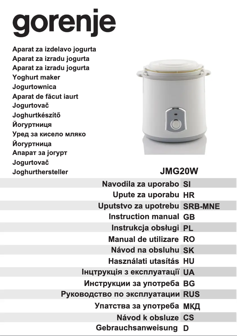 Page n°1 - Manuel utilisateur Gorenje JMG20W
