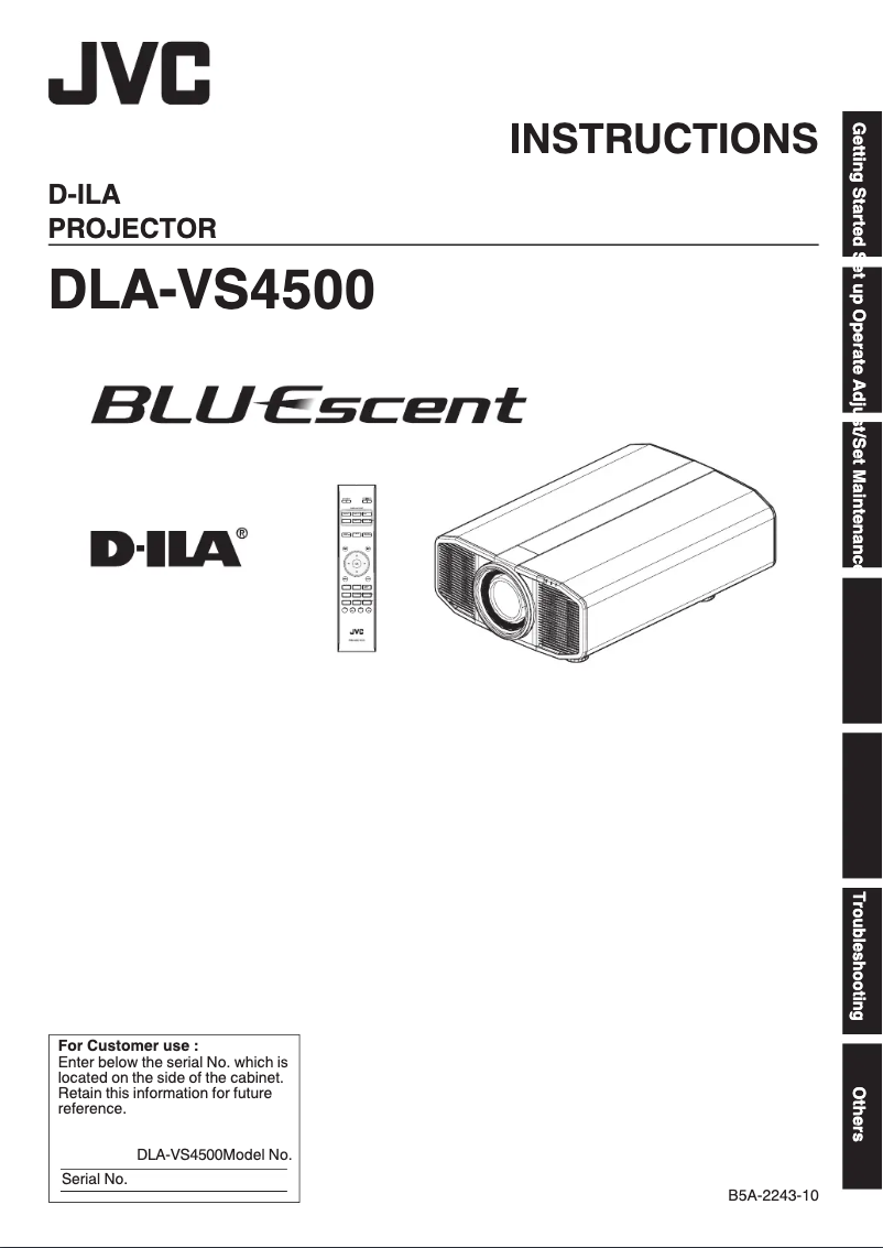 Page n°1 - Manuel utilisateur JVC DLA-VS4500