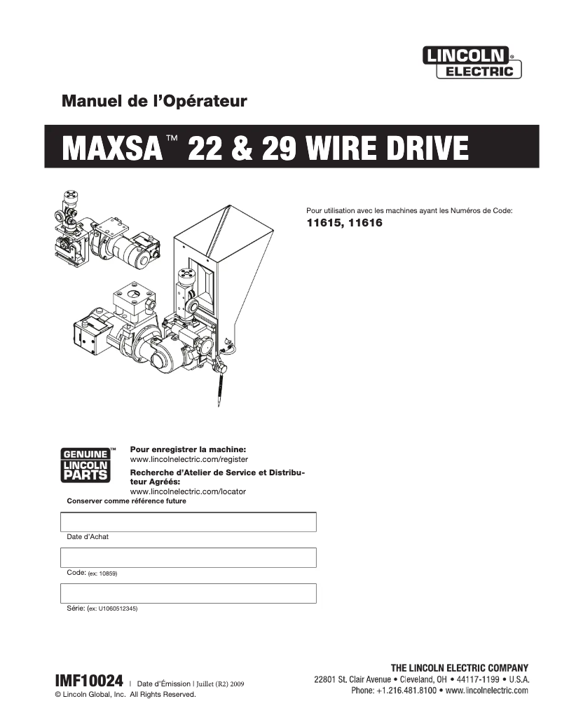 Página 1 del manual Manual de usuario Lincoln Electric MAXsa 22