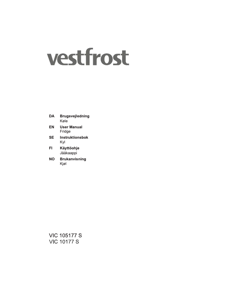 Page 1 de la notice Manuel utilisateur Vestfrost VIC 105177 S