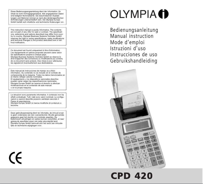 Page 1 de la notice Manuel utilisateur Olympia CPD 420