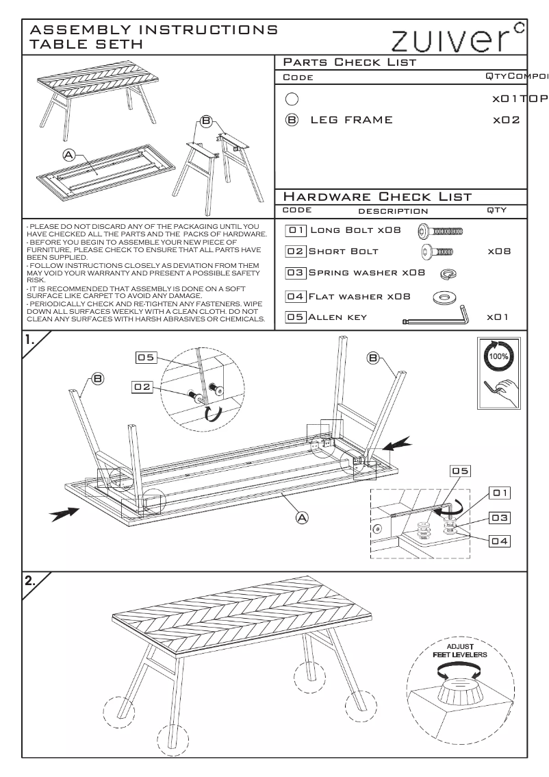 Page n°1 - Manuel utilisateur Zuiver Seth