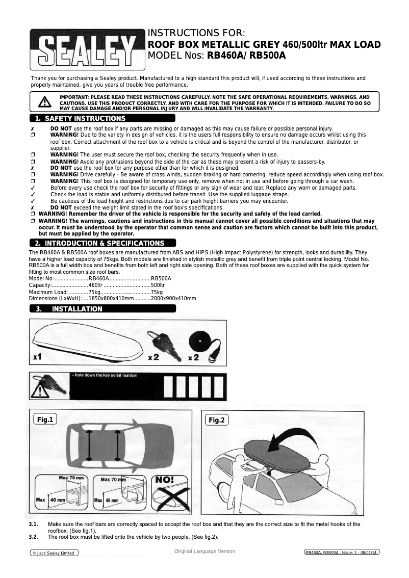 Image de la première page du manuel de l'appareil RB500A