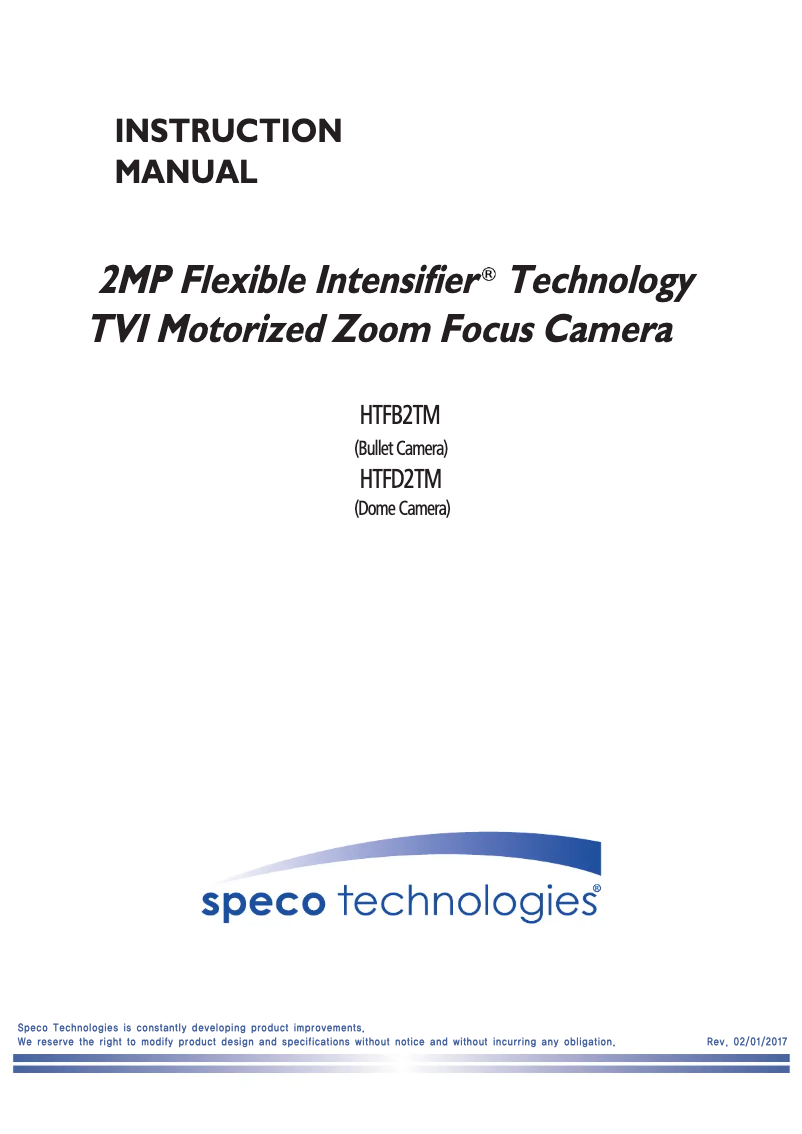 Image de la première page du manuel de l'appareil Intensifier HTFB2TM