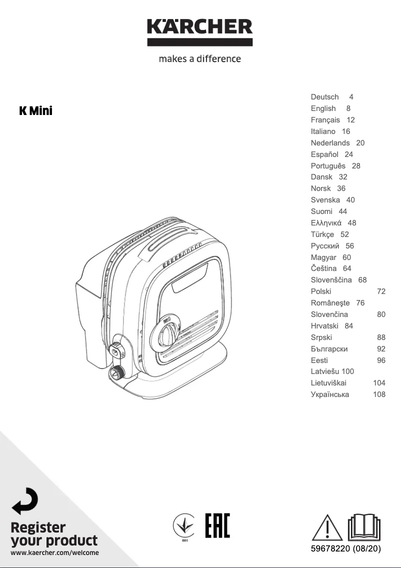 Page n°1 - Manuel utilisateur Kärcher K Mini