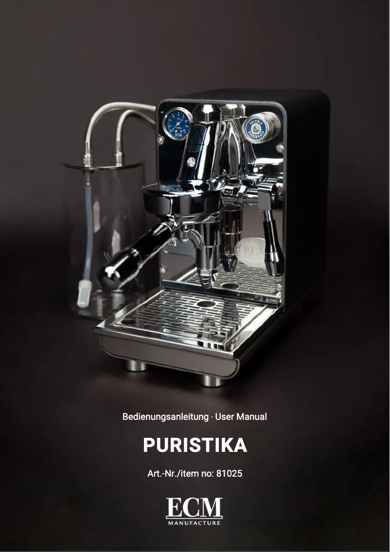 Page 1 de la notice Manuel utilisateur ECM Puristika