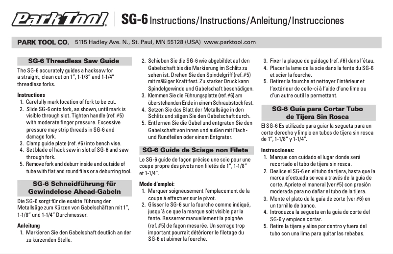 Image de la première page du manuel de l'appareil SG-6