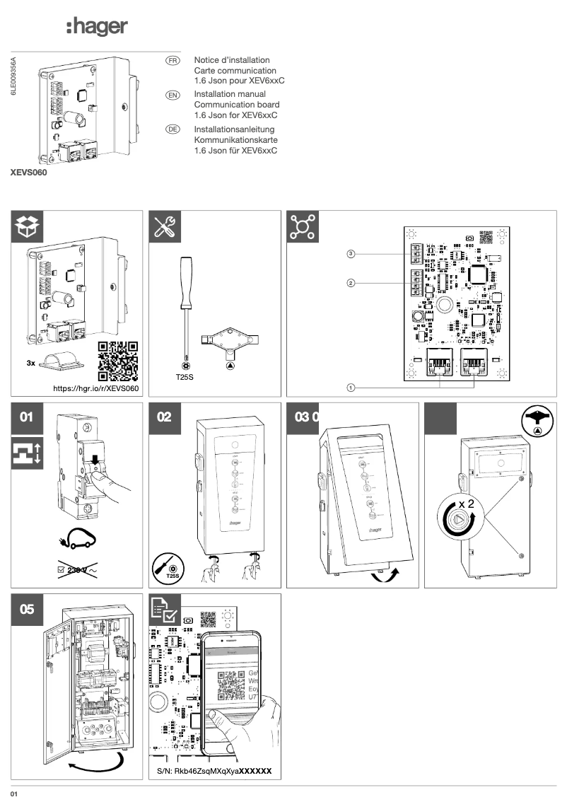 Page n°1 - Guide d'installation Hager XEVS060