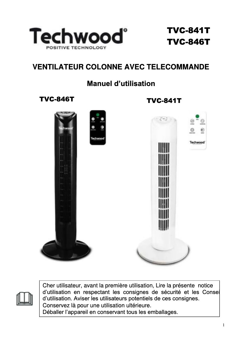 Page 1 de la notice Manuel utilisateur Techwood TVC-846T