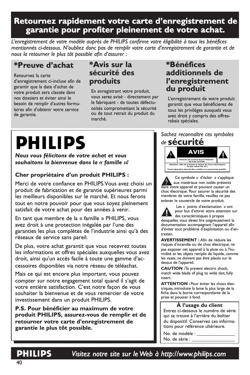 Page 1 de la notice Manuel utilisateur Philips DVP642