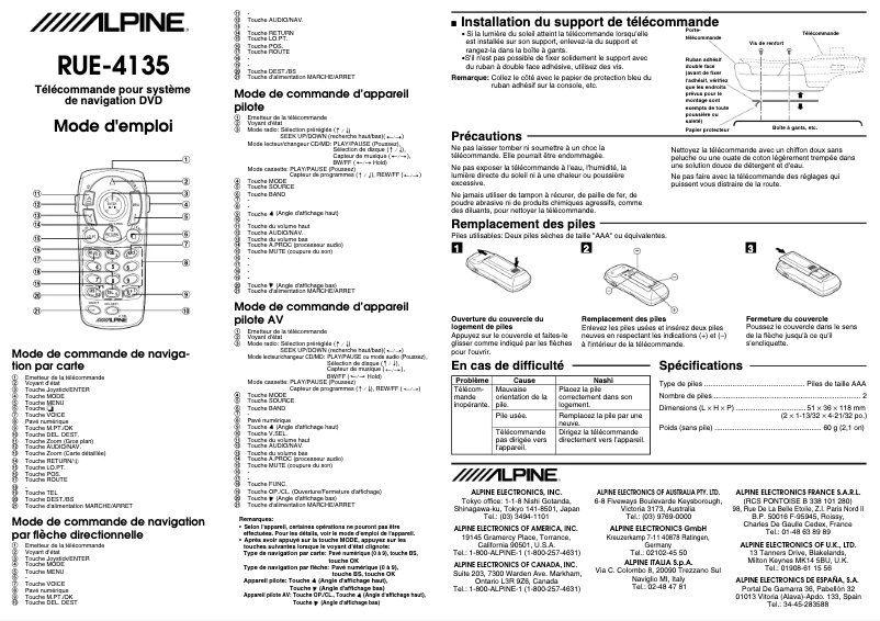 Página 1 del manual Manual de usuario Alpine RUE-4135