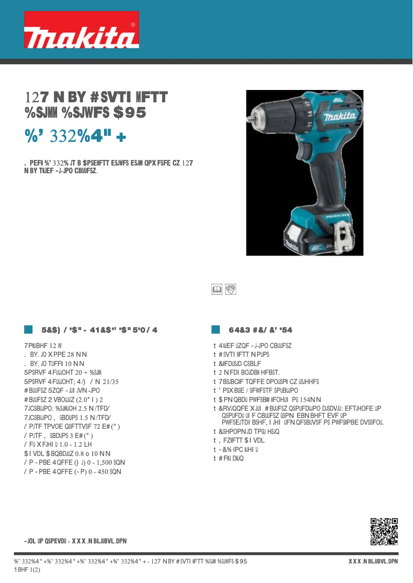 Page 1 de la notice Fiche technique Makita DF332DSAJ