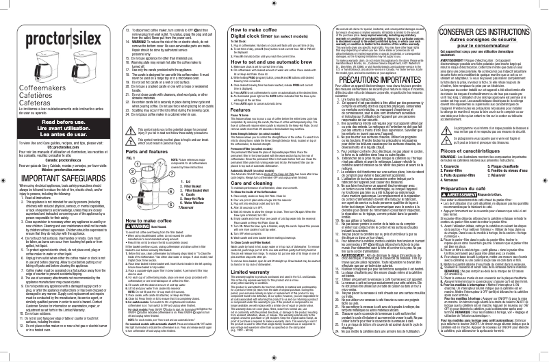 Page n°1 - Manuel utilisateur Proctor Silex 48524PS