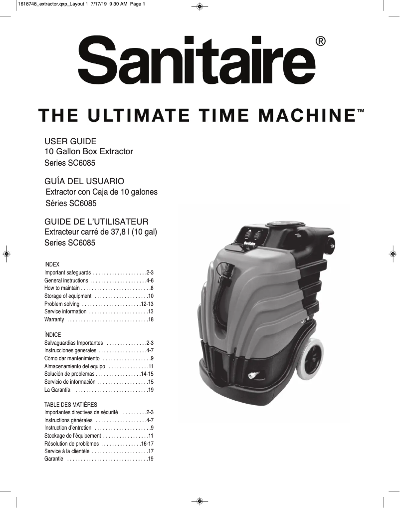 Page 1 de la notice Manuel utilisateur Sanitaire RESTORE SC6085B