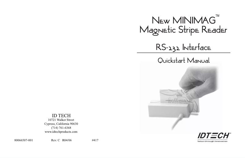 Page 1 de la notice Manuel utilisateur ID Tech MiniMag II