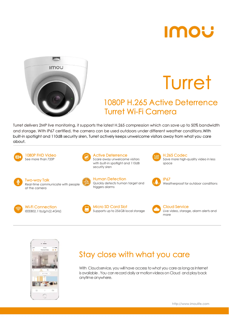 Page 1 de la notice Fiche technique Imou Turret