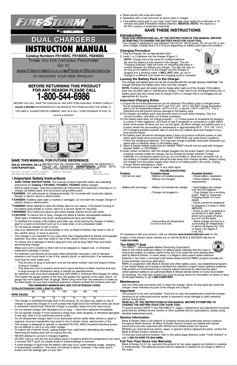Imagen de la primera página del manual del dispositivo FS180DC