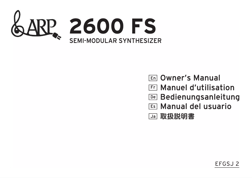 Page n°1 - Manuel utilisateur Korg ARP 2600 FS