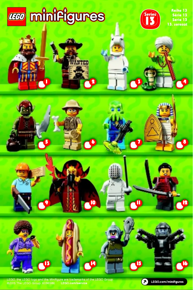 Page 1 de la notice Consignes visuelles Lego Minifigures 71008