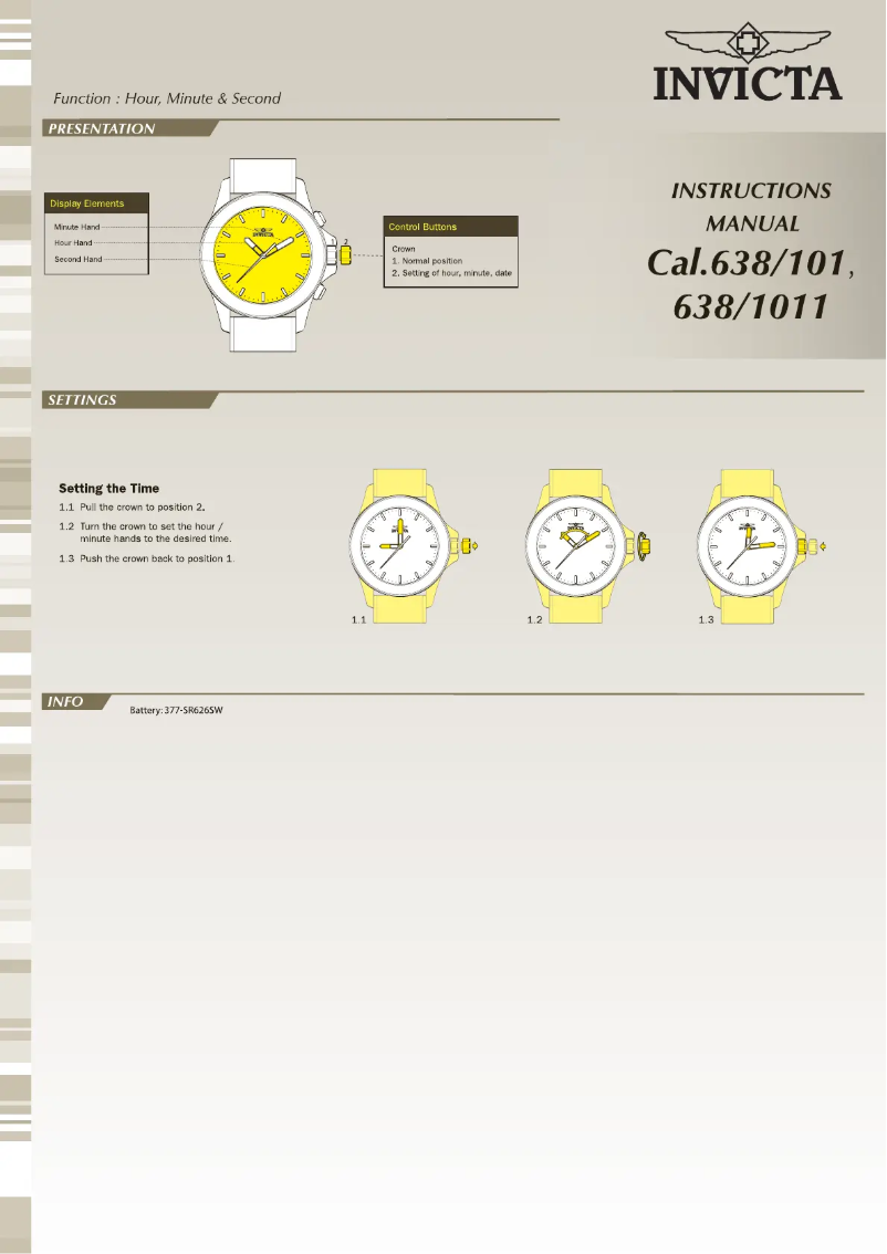 Page n°1 - Manuel utilisateur Invicta Angel 0459