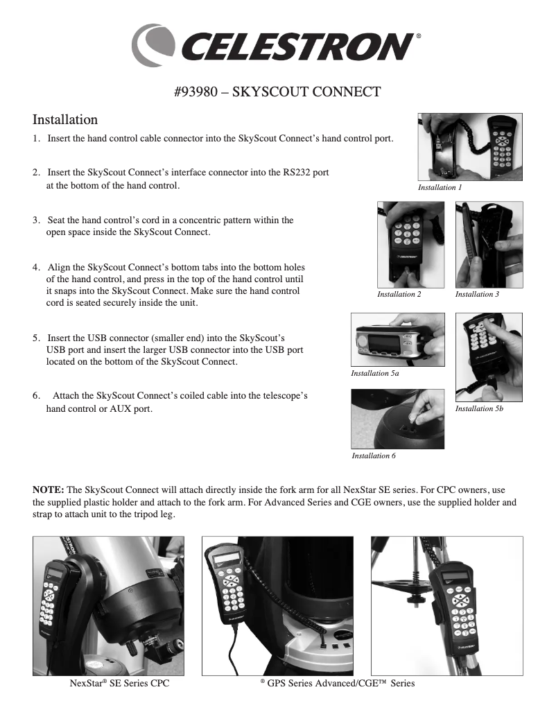 Page 1 de la notice Manuel utilisateur Celestron SkyScout 93980