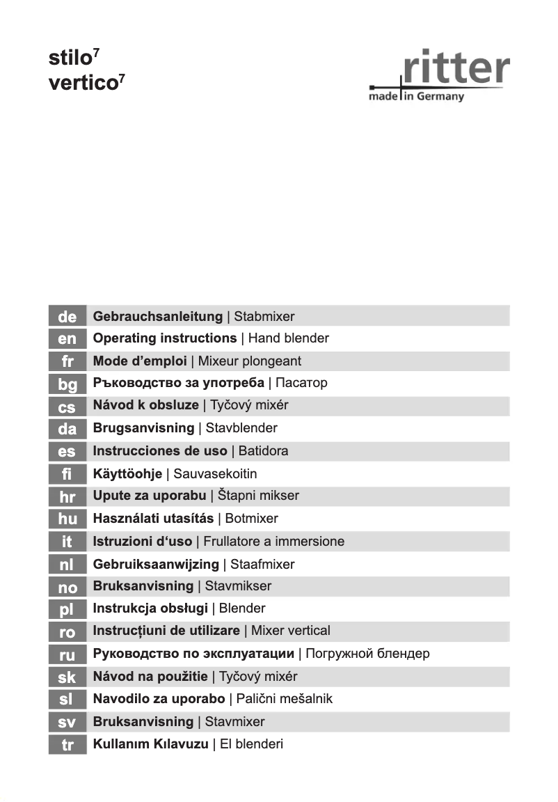 Page 1 de la notice Manuel utilisateur Ritter Stilo 7