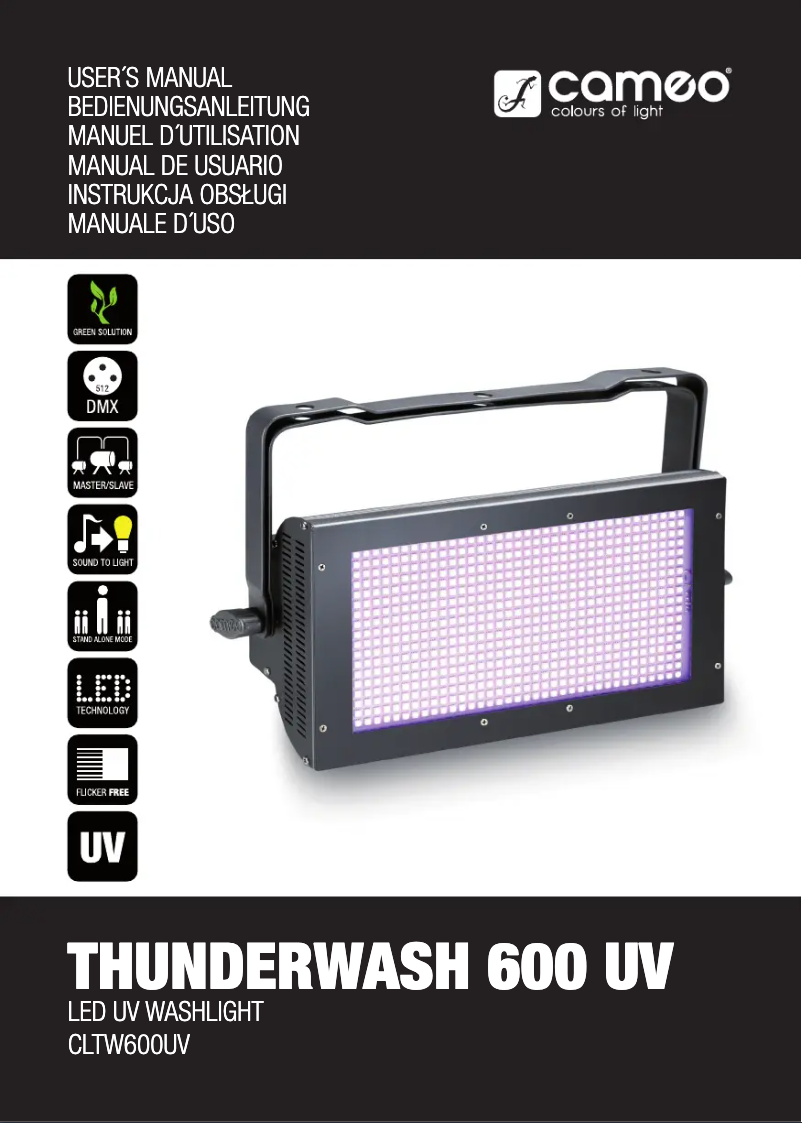 Page 1 de la notice Manuel utilisateur Cameo ThunderWash 600 UV