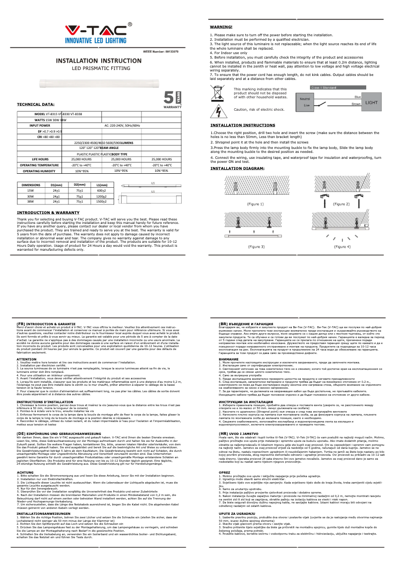 Page 1 de la notice Manuel utilisateur V-TAC VT-8330