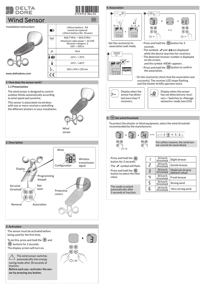 Image de la première page du manuel de l'appareil CV wind