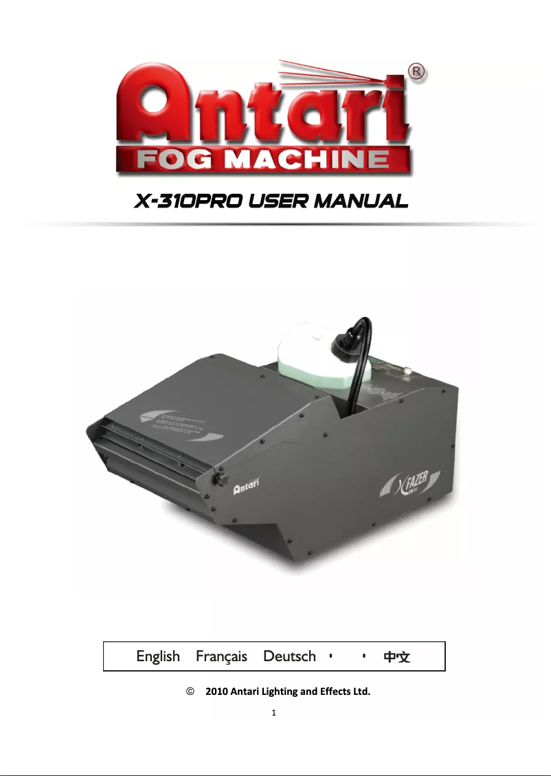 Image de la première page du manuel de l'appareil X-310 PRO