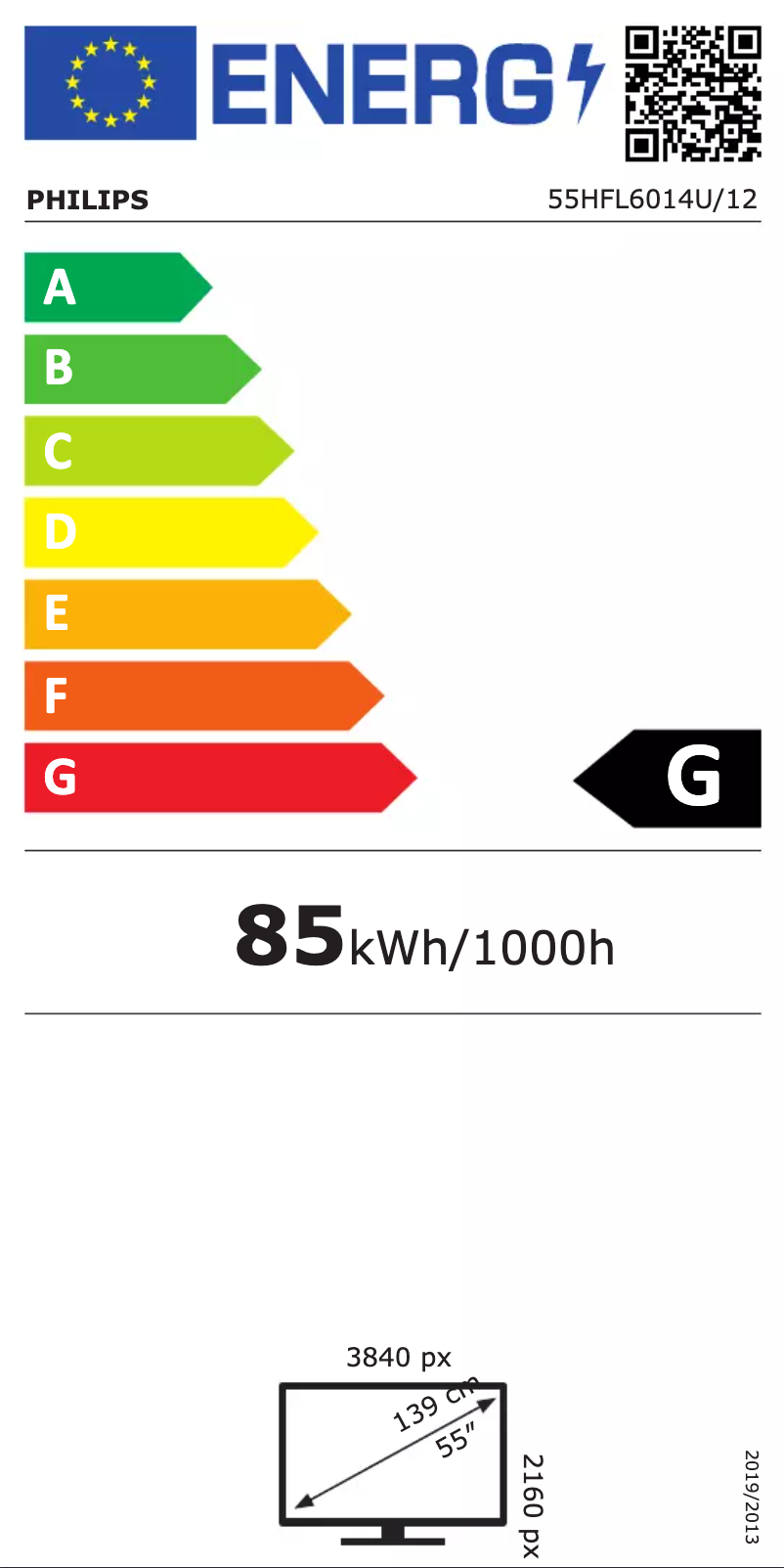 Page n°1 - Label énergétique Philips 55HFL6014U