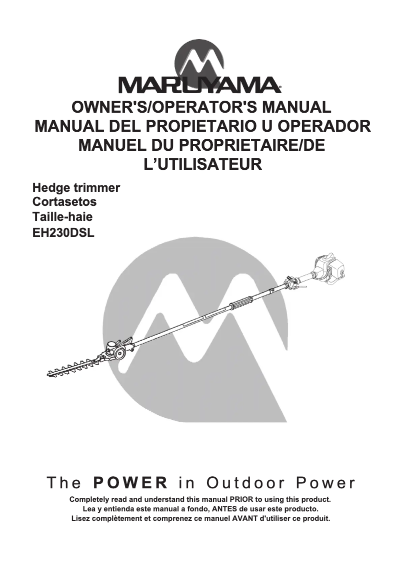 Page 1 de la notice Manuel utilisateur Maruyama EH230DSL