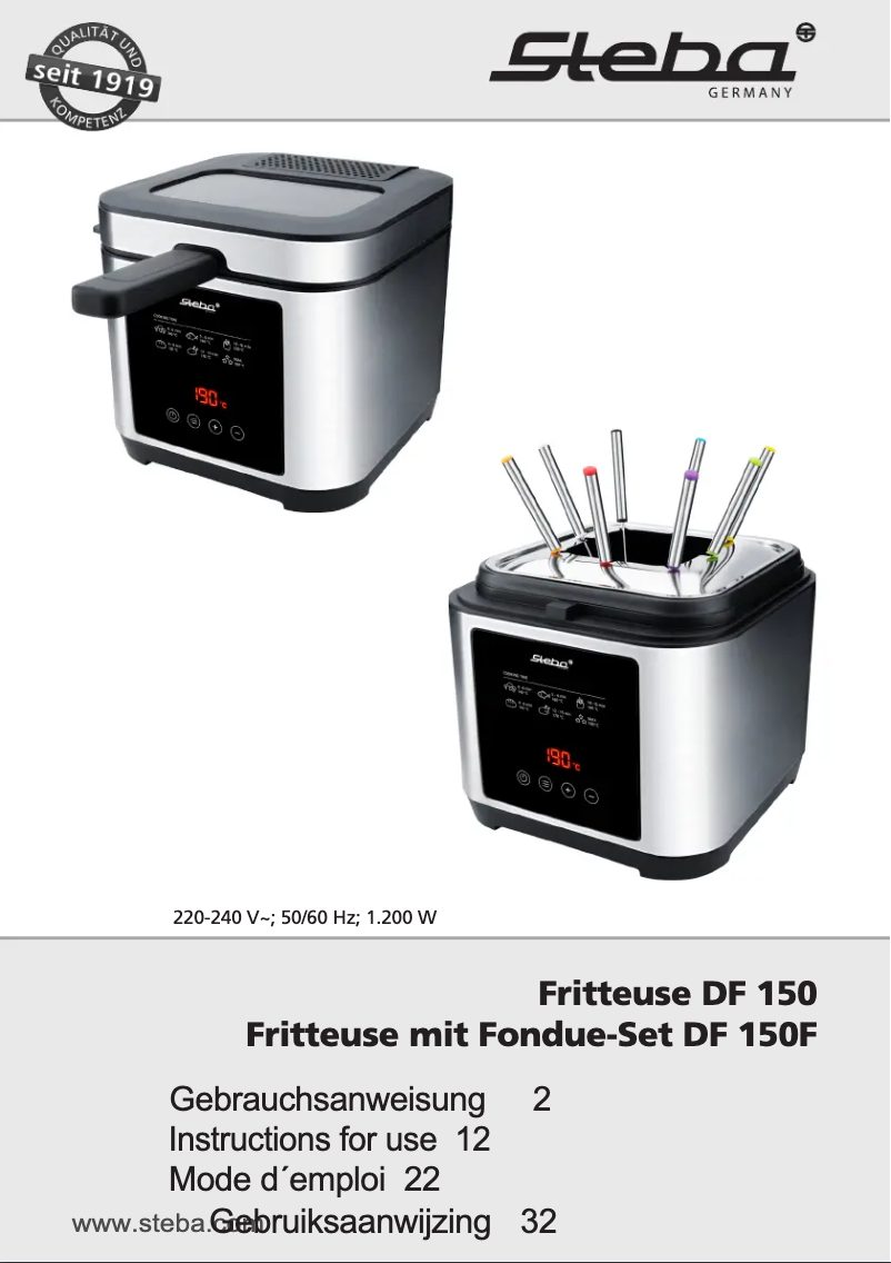 Page n°1 - Manuel utilisateur Steba DF 150F