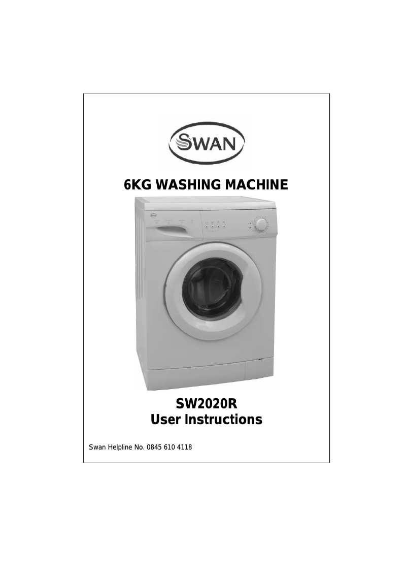 Page n°1 - Manuel utilisateur Swan SW2020R