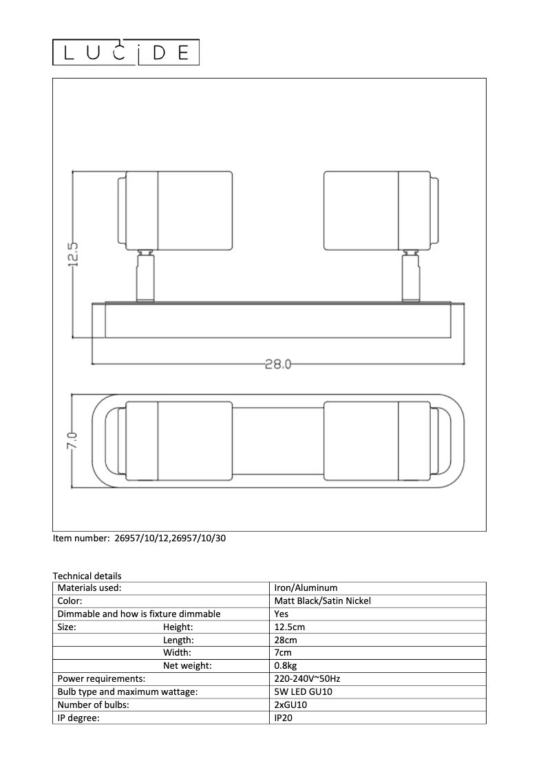 Page n°1 - Manuel utilisateur Lucide Lennert 26957/10/30