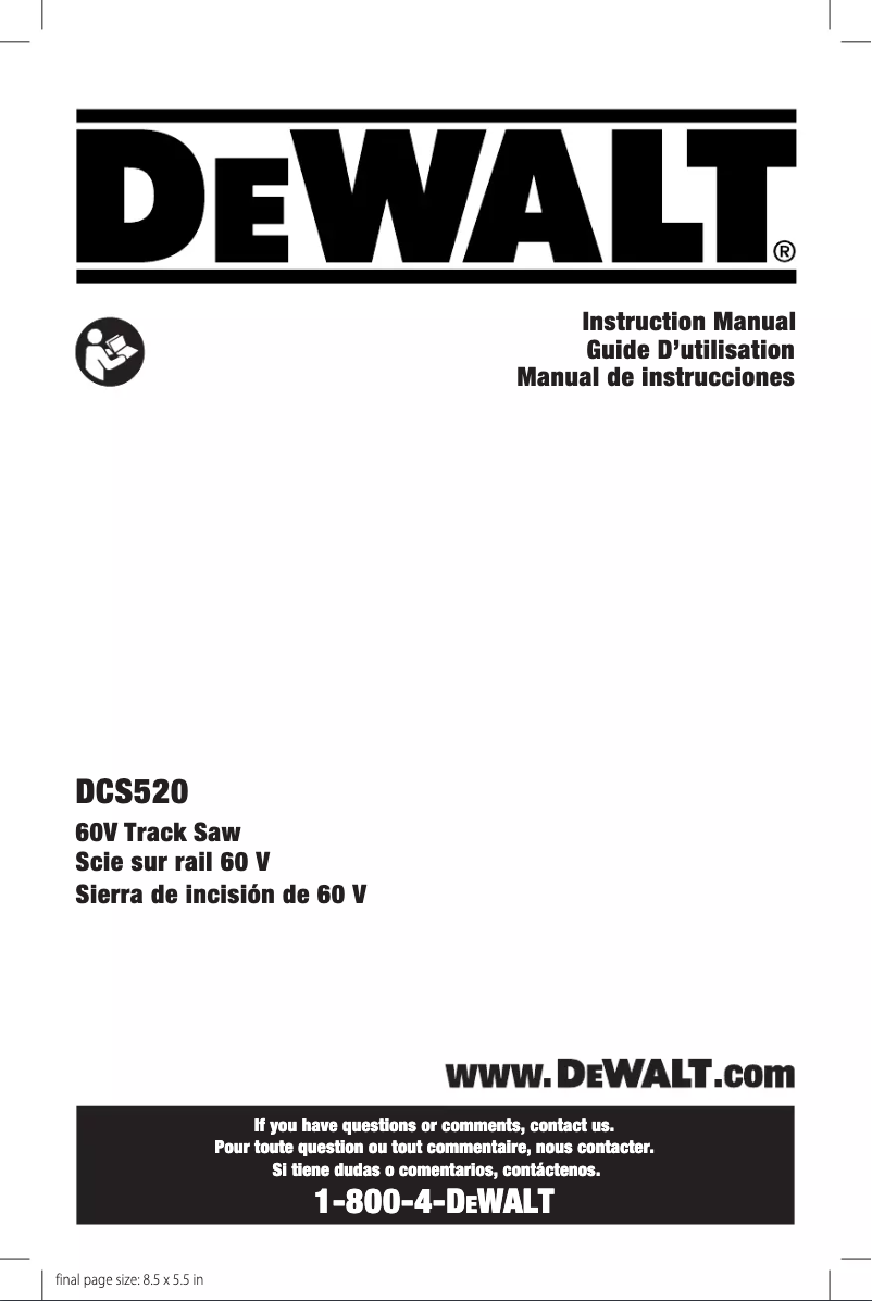 Page n°1 - Manuel utilisateur DeWalt DCS520B