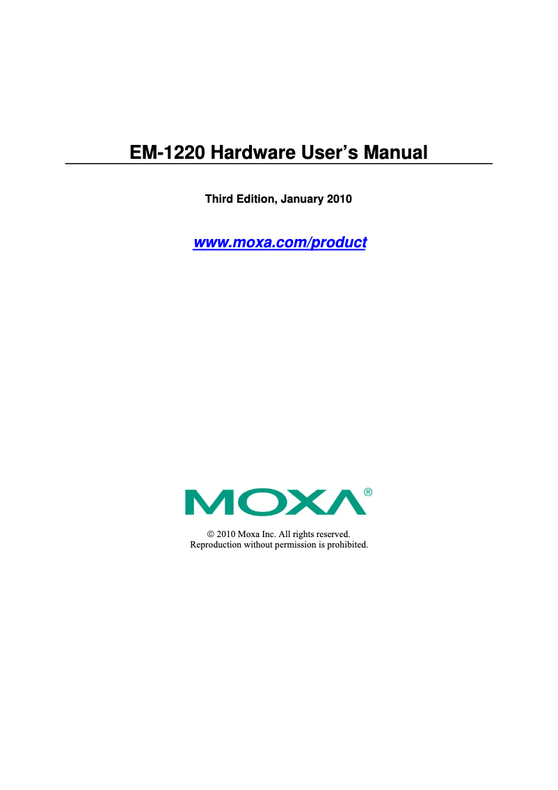 Page 1 de la notice Manuel utilisateur Moxa EM-1220-LX