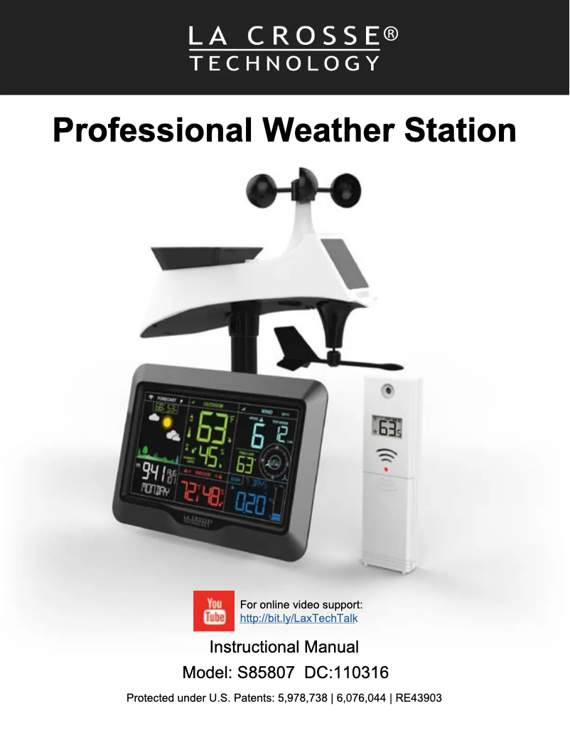 Page n°1 - Manuel utilisateur La Crosse Technology S85807