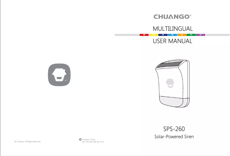 Image de la première page du manuel de l'appareil SPS-260