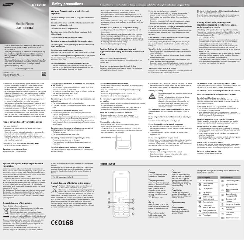 Page n°1 - Manuel utilisateur Samsung GT-E2330