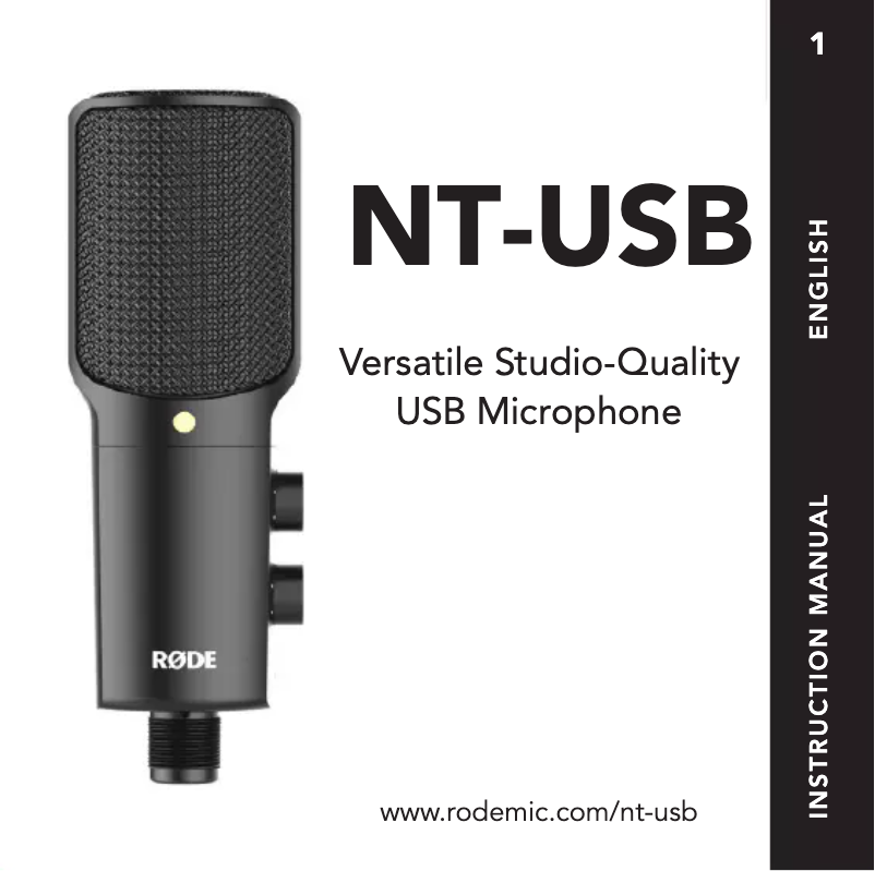 Page n°1 - Manuel utilisateur Røde NT-USB