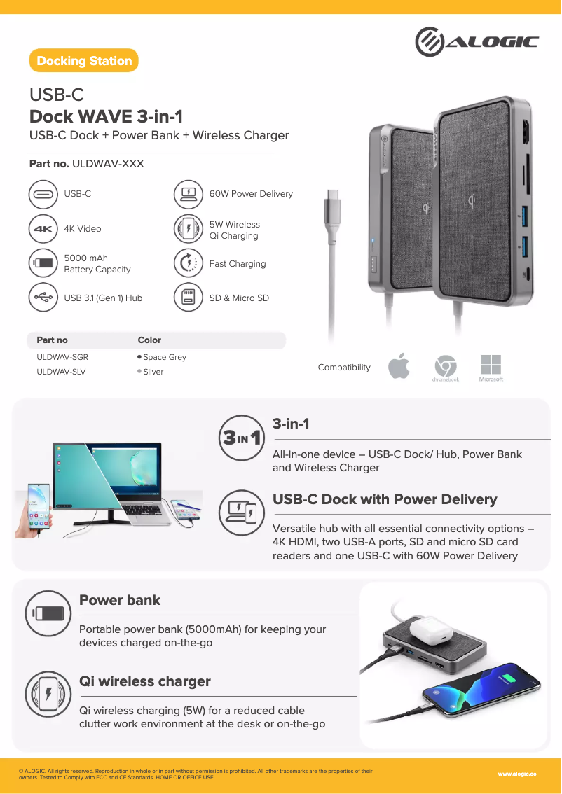 Image de la première page du manuel de l'appareil USB-C Dock WAVE 3-in-1