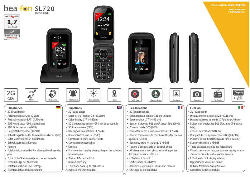 Image de la première page du manuel de l'appareil SL720