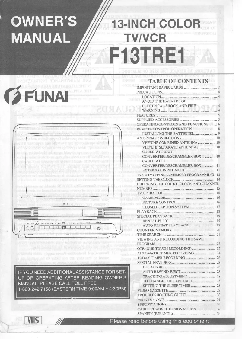 Page 1 de la notice Manuel utilisateur Funai F13TRE1