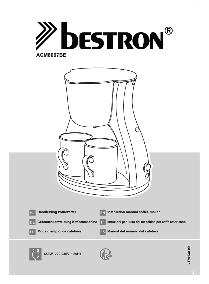 Page 1 de la notice Manuel utilisateur Bestron ACM8007BE