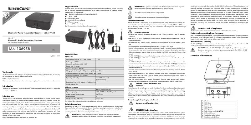 Page 1 de la notice Manuel utilisateur SilverCrest SBR 3.0 A1