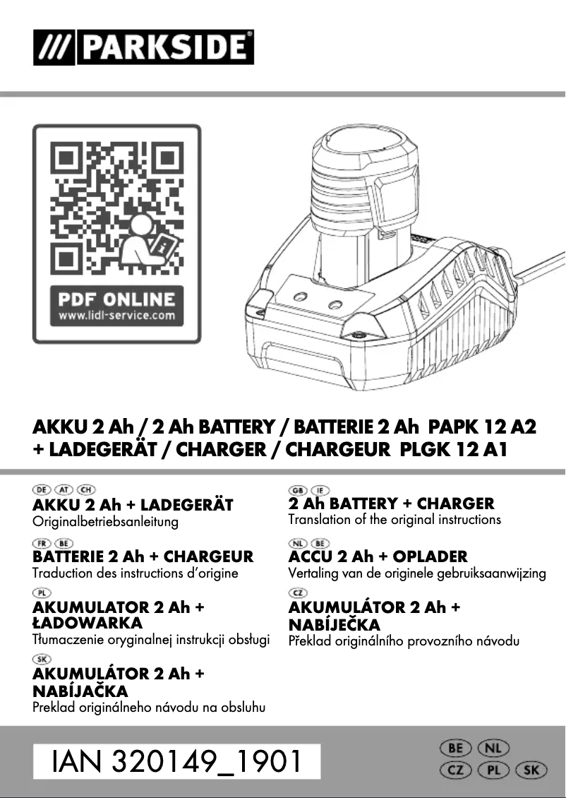 Page 1 de la notice Manuel utilisateur Parkside PLGK 12 A1