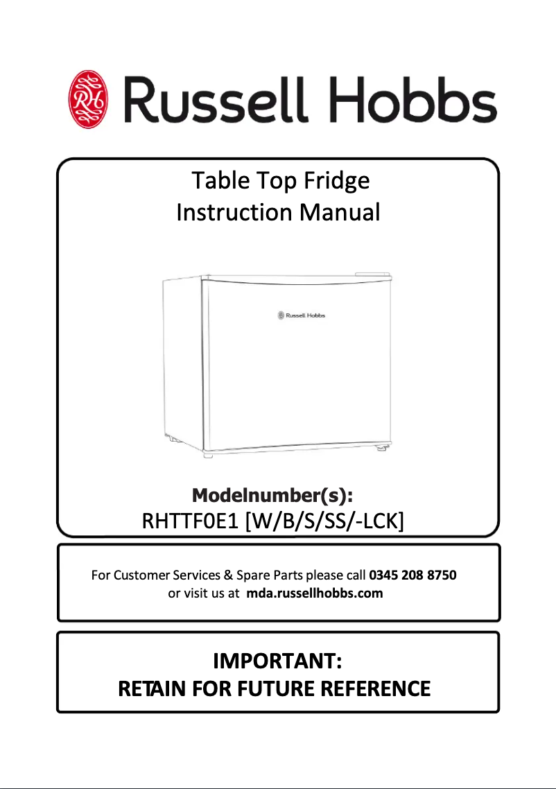 Page 1 de la notice Manuel utilisateur Russell Hobbs RHTTF0E1B